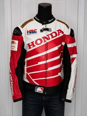 Joe Rocket Honda Racing Motorcycle Jacket Men's Large Armor Leather Textile Red